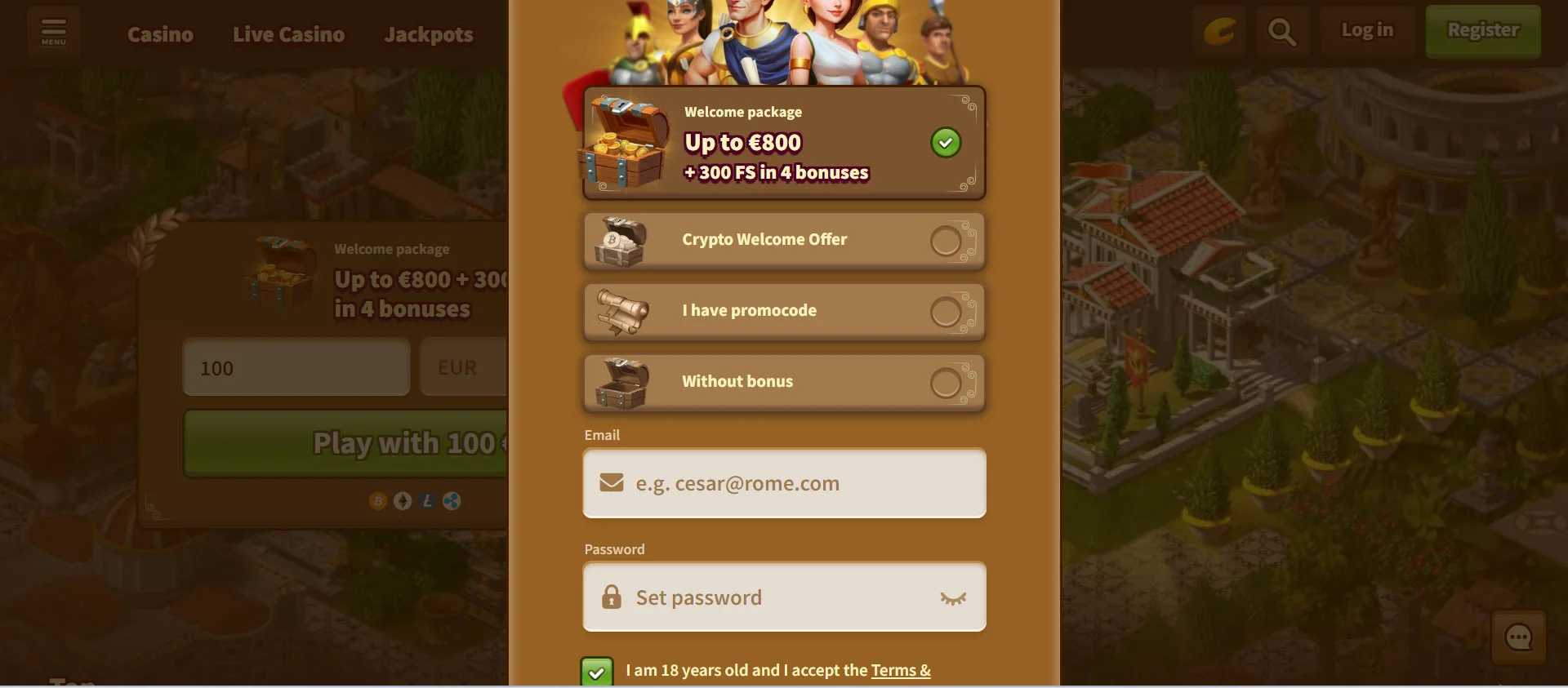 MyEmpire Casino Registration