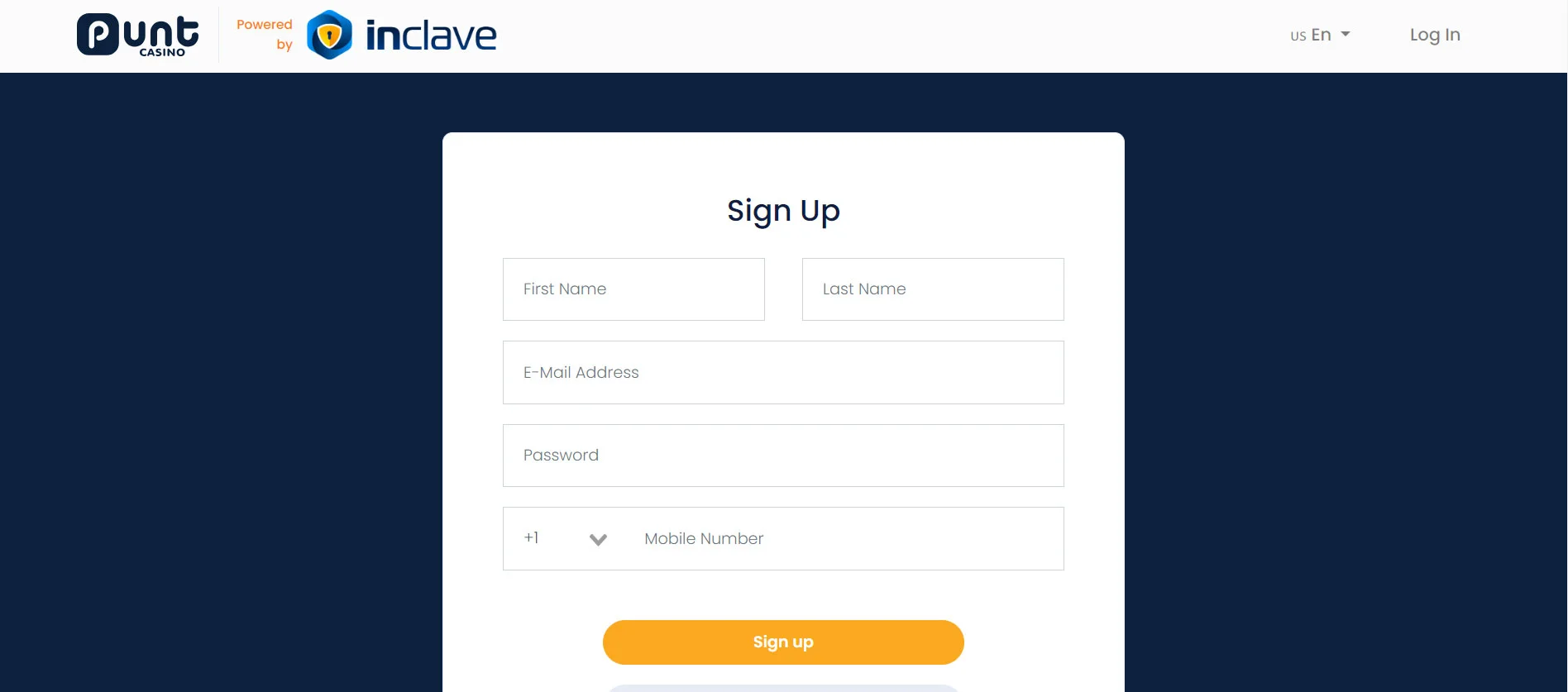 Punt Casino Registration