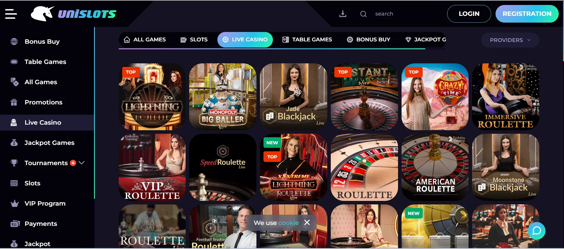 Unislots Casino Live Casino