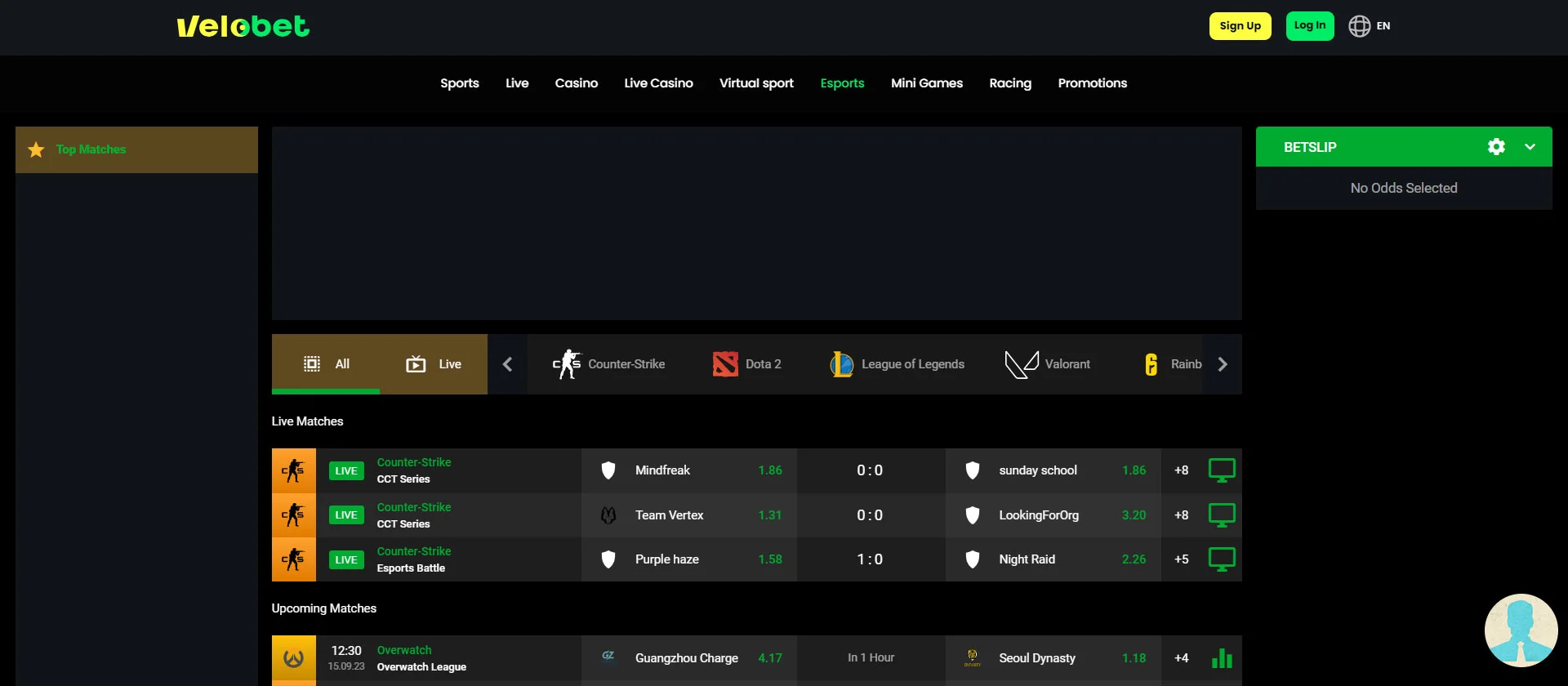 Velobet Casino eSports Betting