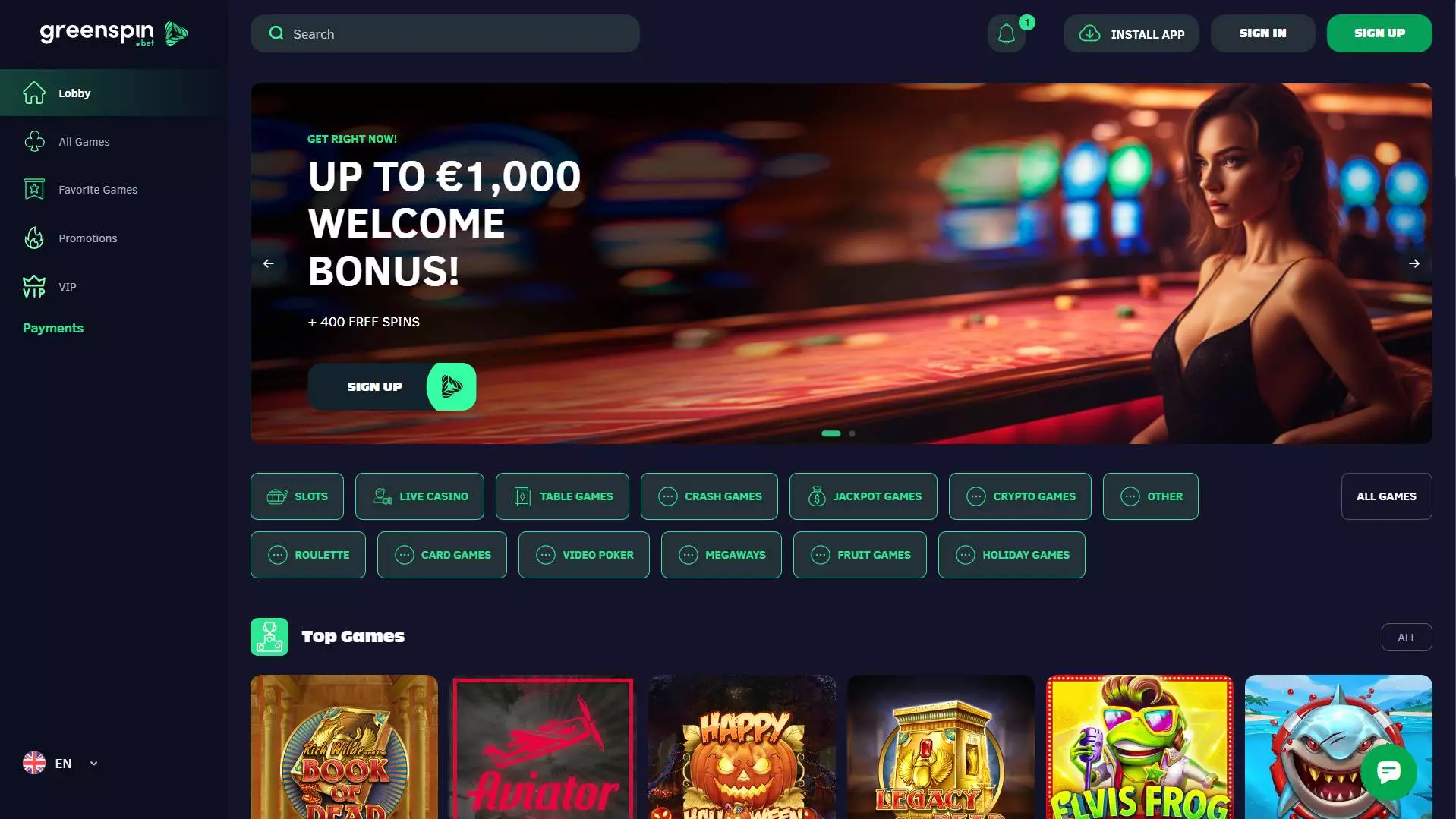 Greenspin Casino Lobby