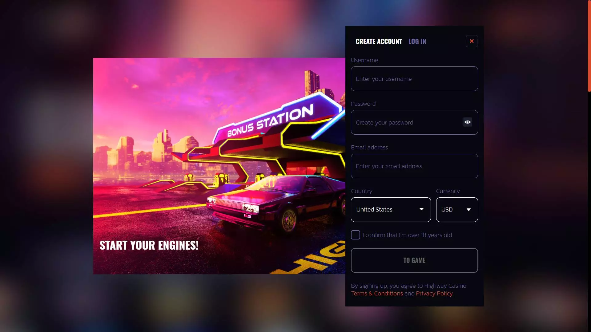 Highway Casino Registration