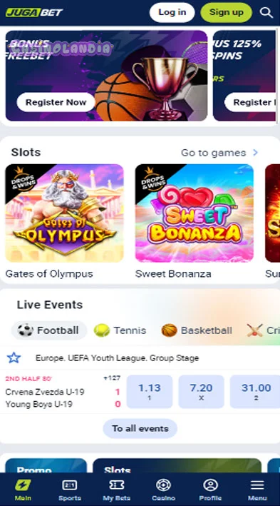 JugaBet Casino Mobile View