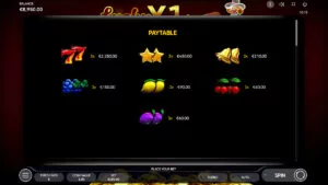 Lucky Streak X Paytable