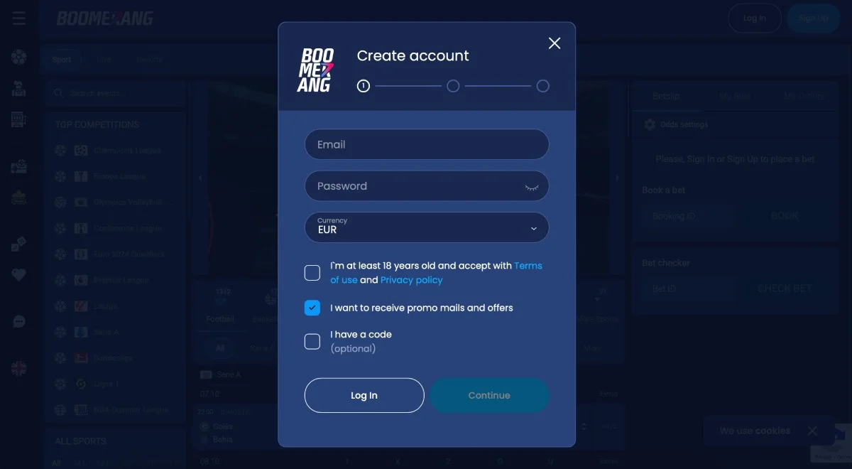 Boomerang.Bet Casino Registration