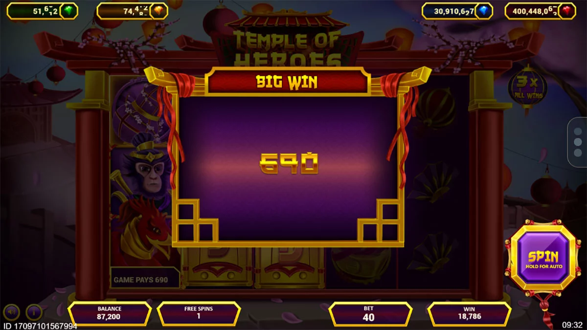 Temple of heroes Big Win