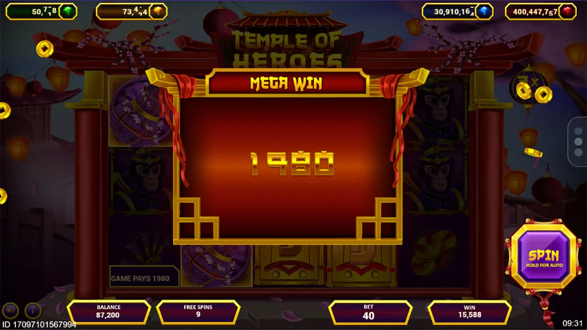 Temple of heroes Mega Win