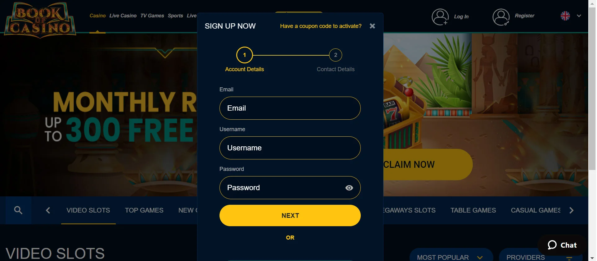 BookofCasino Registration