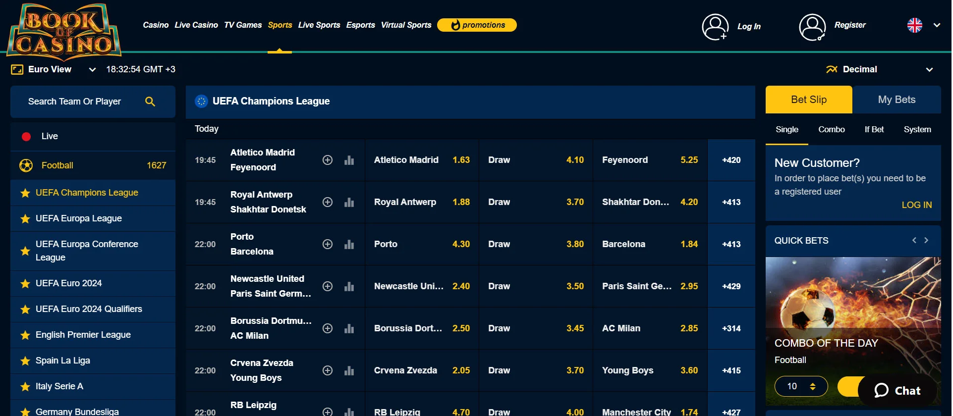 BookofCasino Sports Betting Section