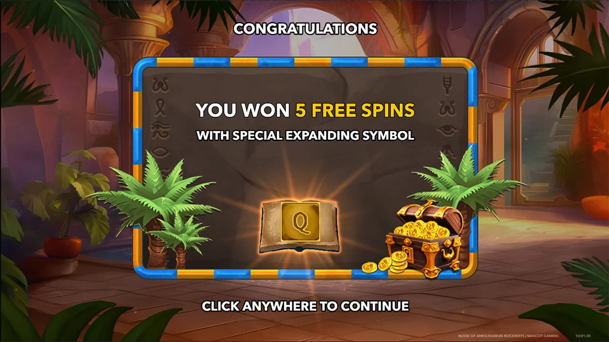 Book of Anksunamun Rockways Free Spins