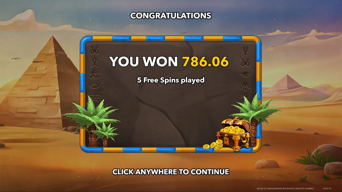 Book of Anksunamun Rockways Total Win