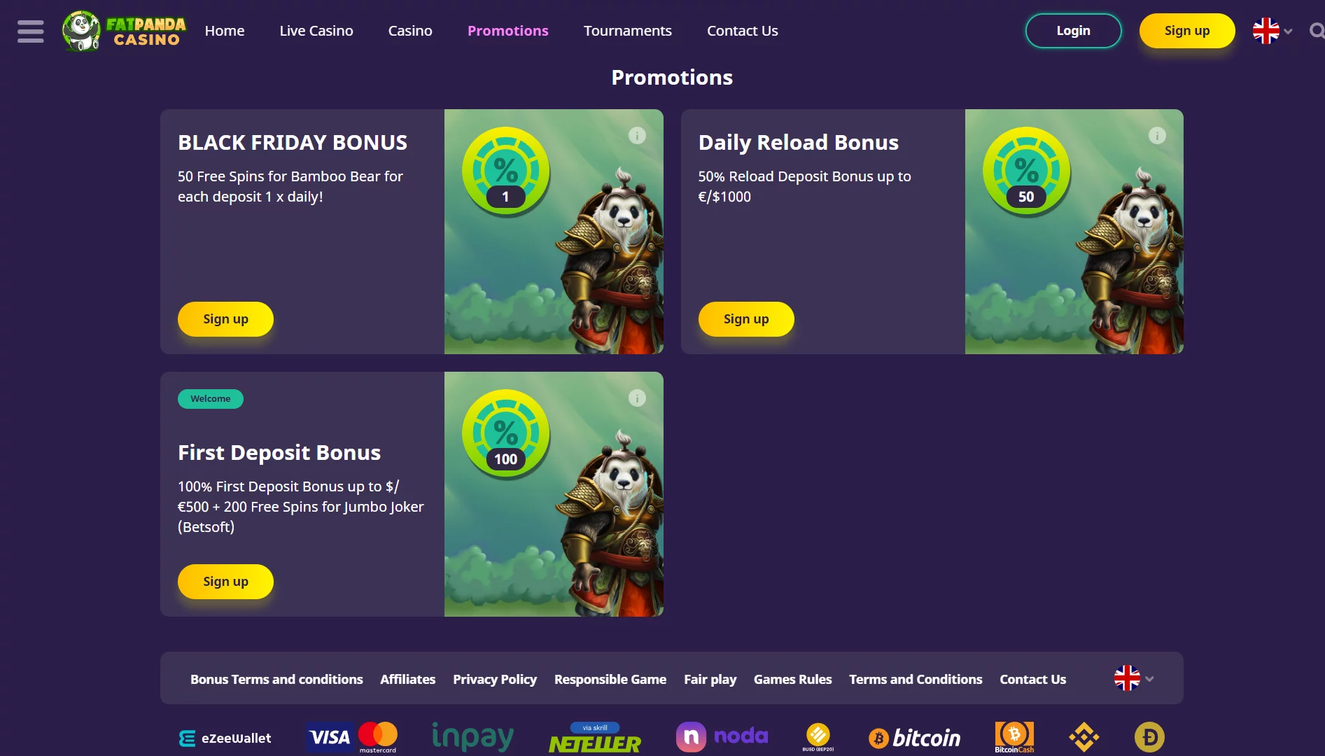 FatPanda Casino Promotions
