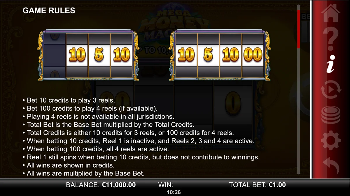 Mega Money Machine Paytable 2