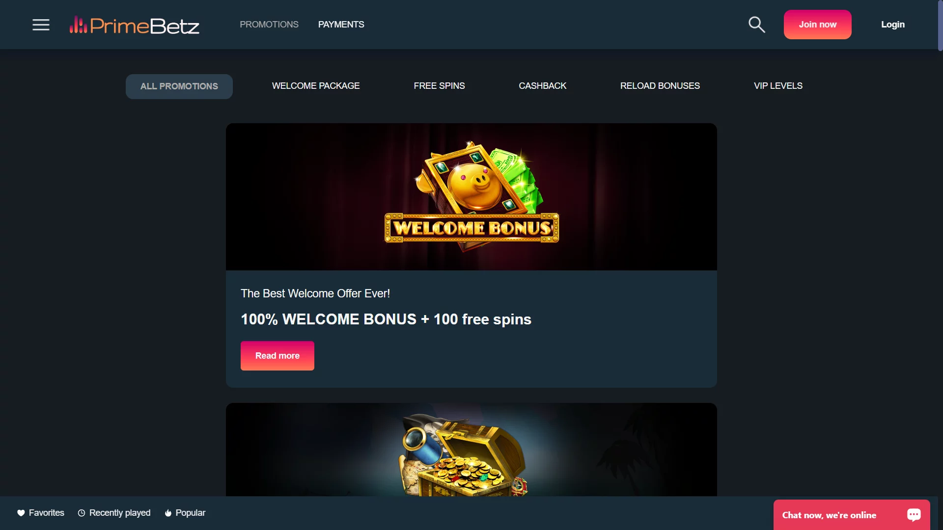 Primebetz Casino Promotions