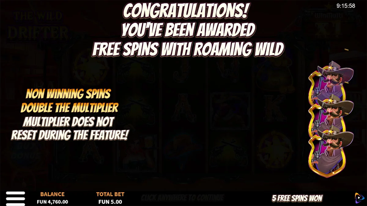 The Wild Drifter Free Spins