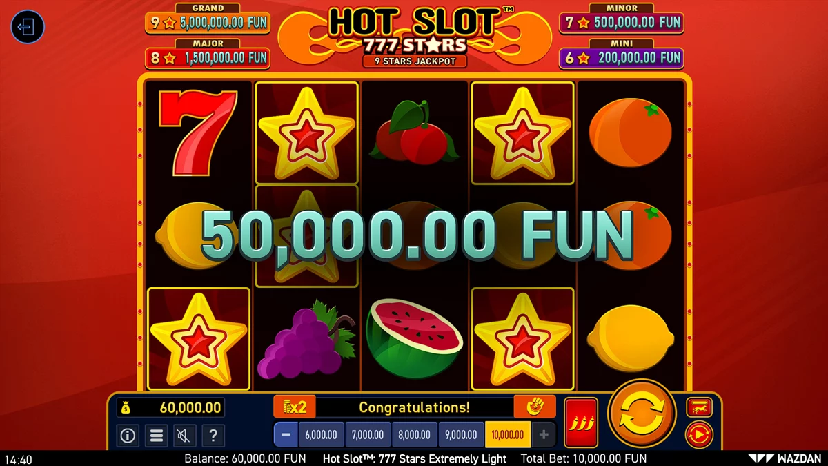 Hot Slot 777 Stars Extremely Light Win