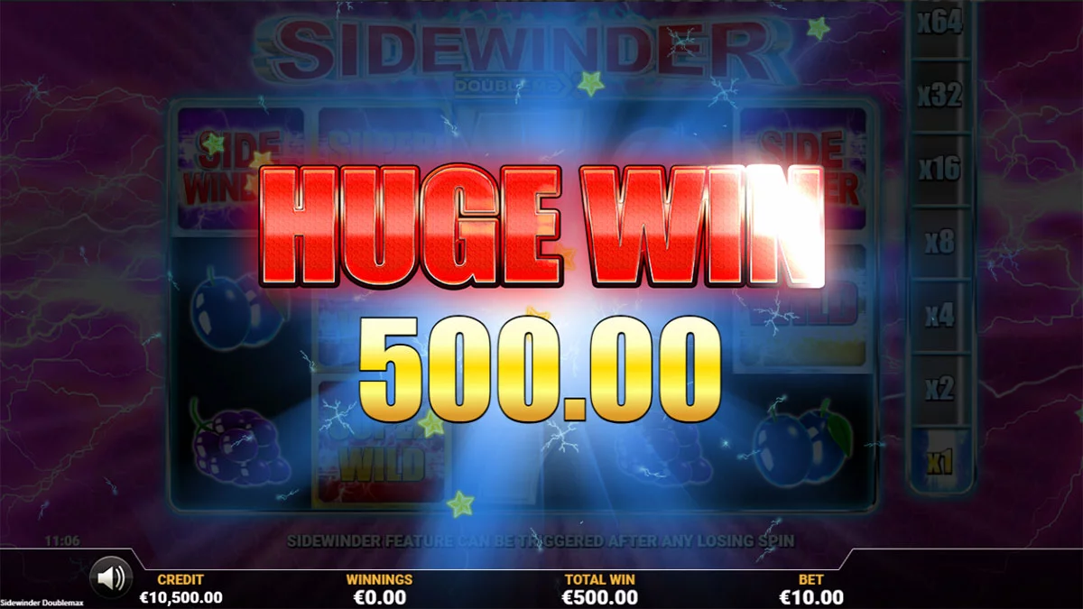 Sidewinder DoubleMax Huge Win
