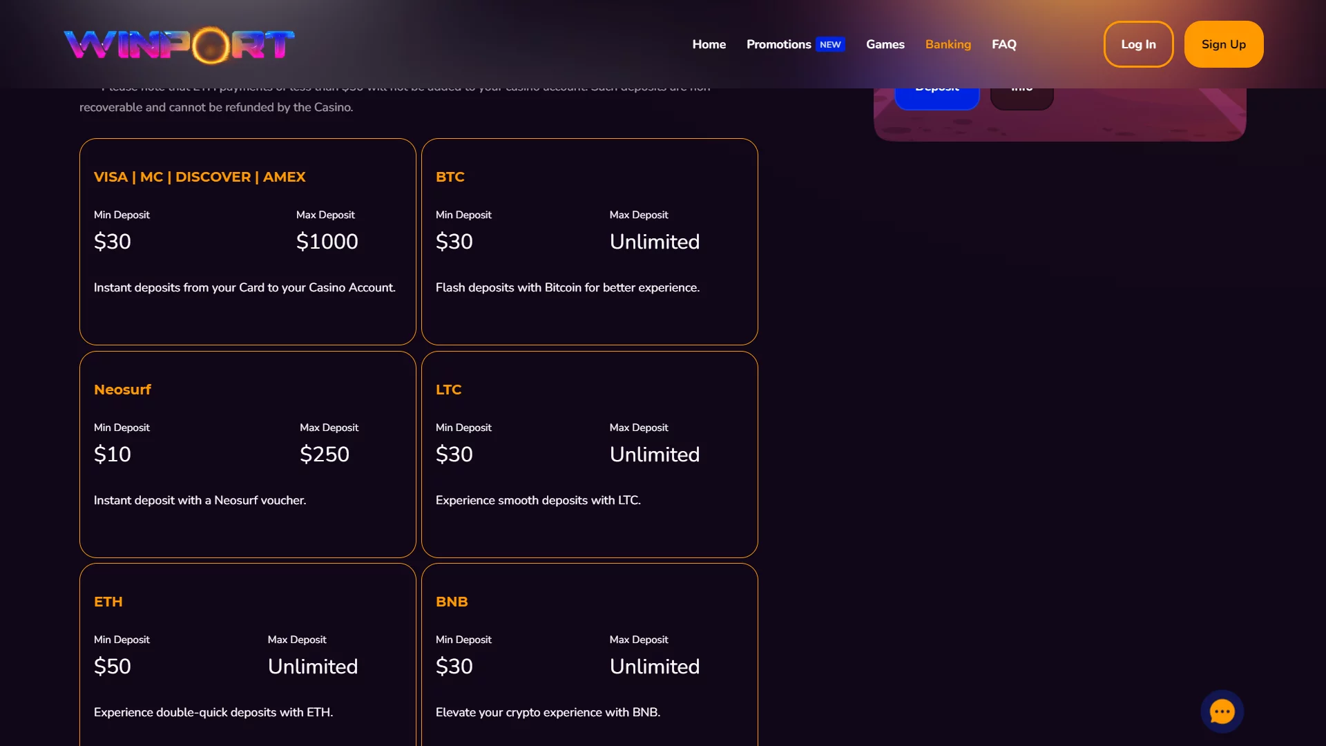 WinPort Casino Banking