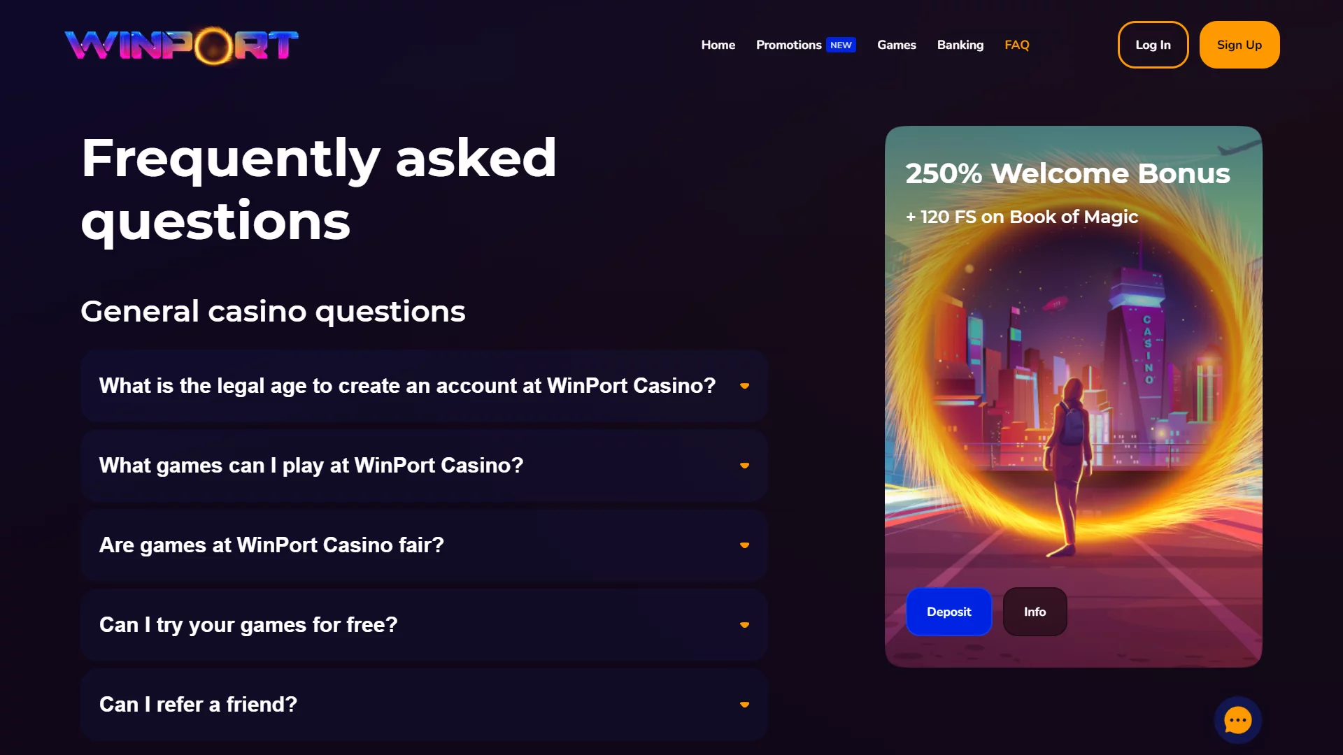 WinPort Casino FAQ