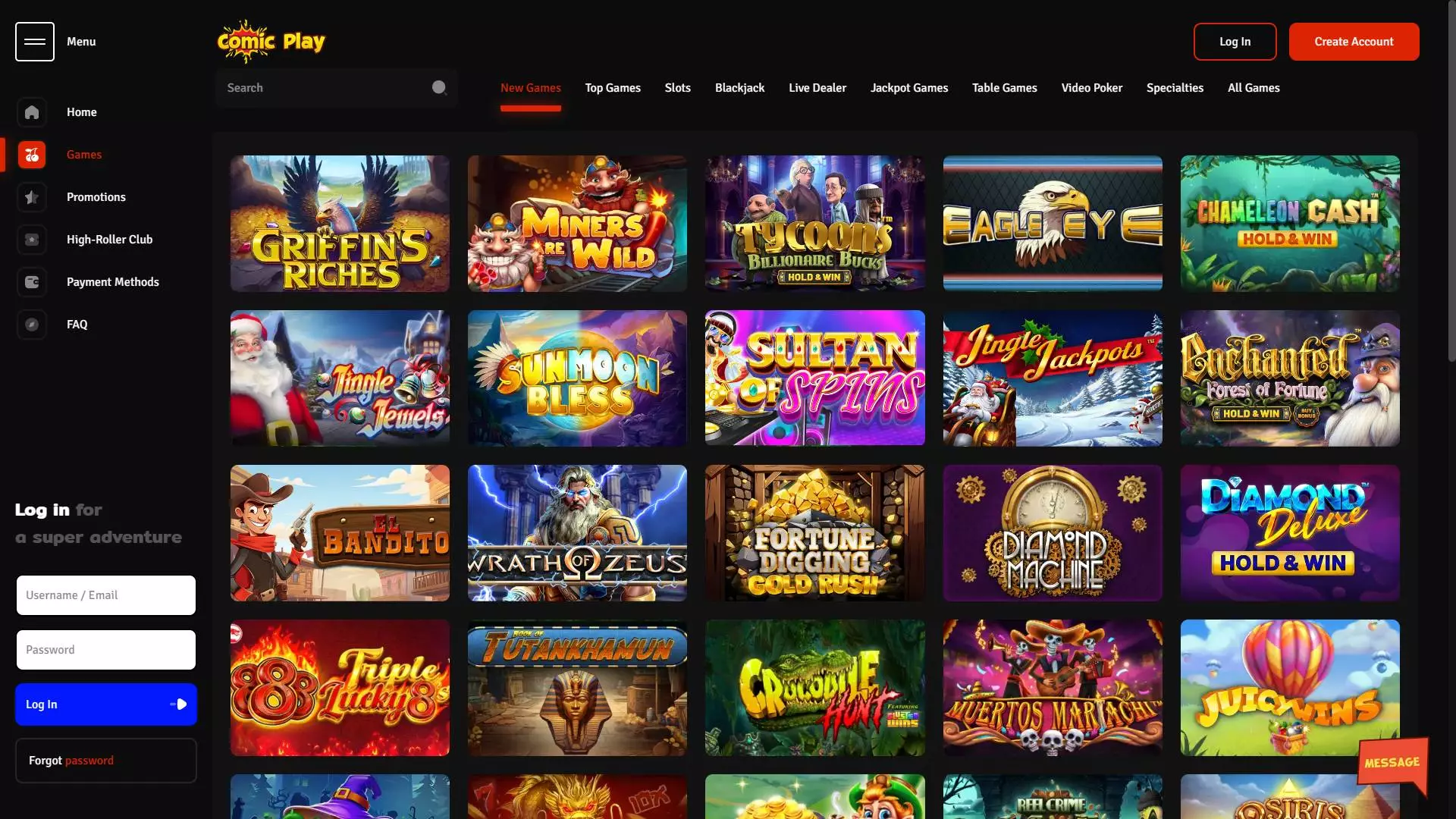 ComicPlay Casino Slot Games