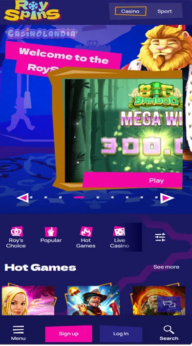 RoySpins Casino Mobile View