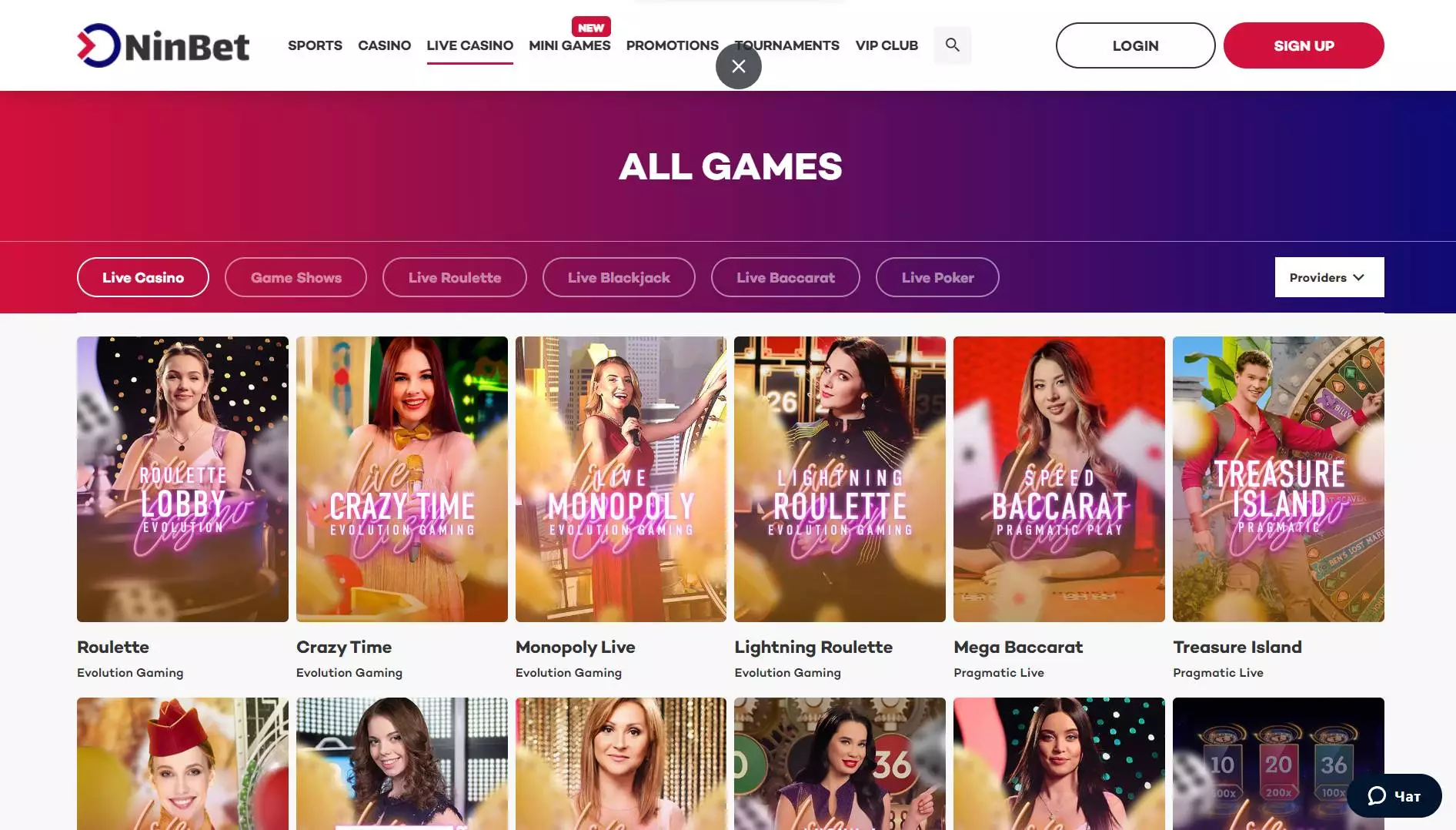 NinBet Casino Live Casino