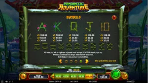 Pandastic Adventure Paytable 2