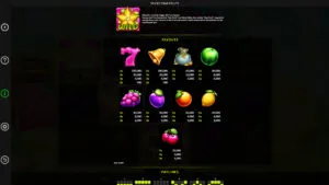 Sticky Star Fruits Paytable