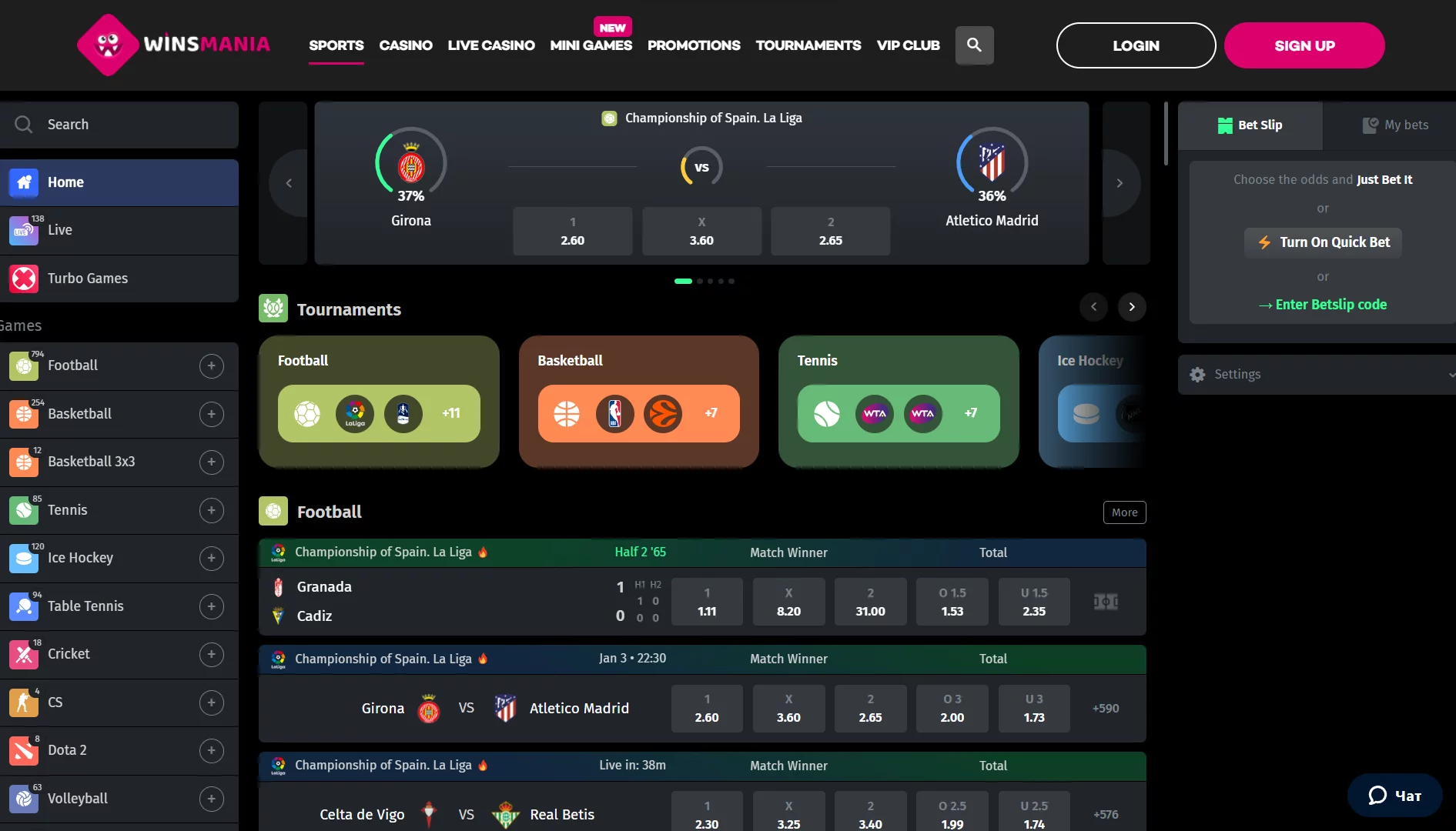 WinsMania Casino Sports