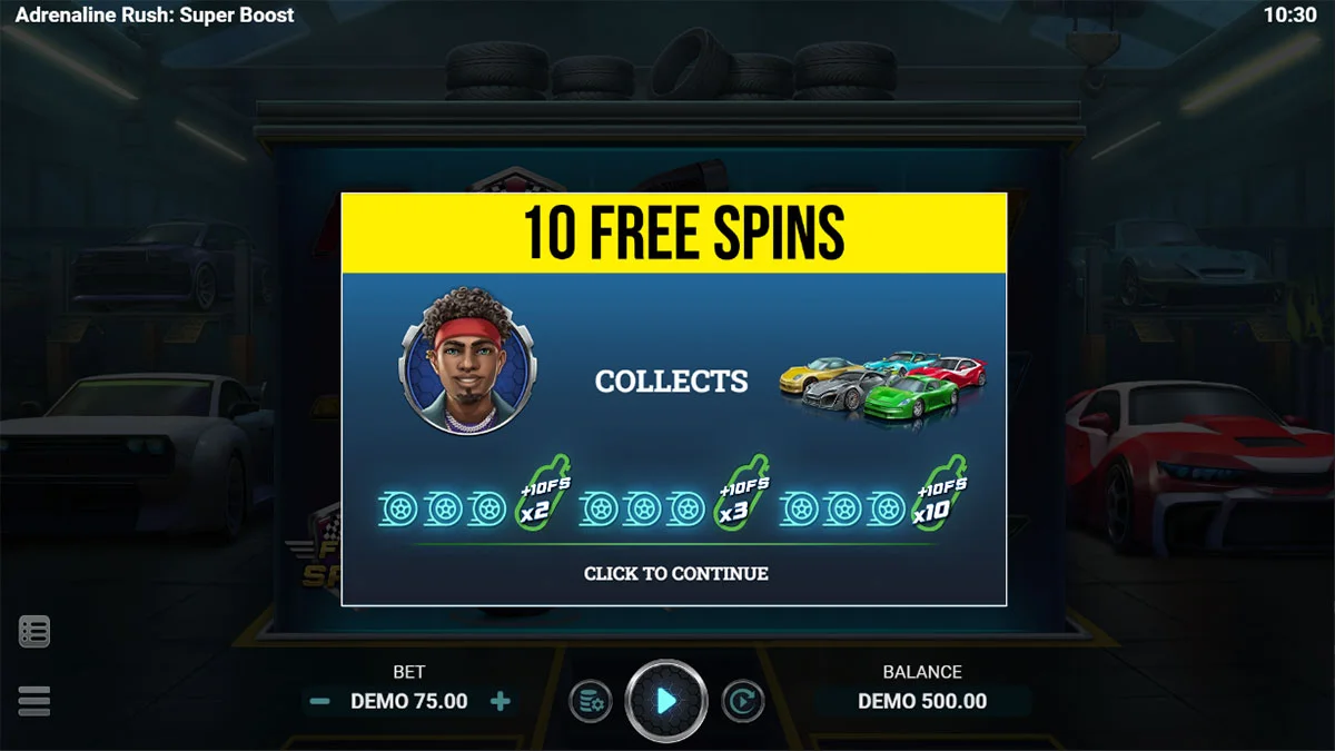 Adrenaline Rush Super Boost Free Spins