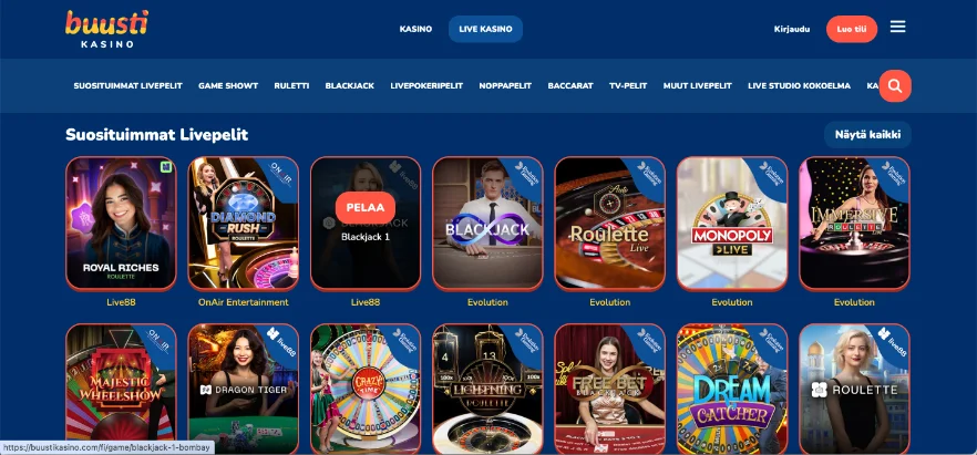 Buusti Casino Live Games