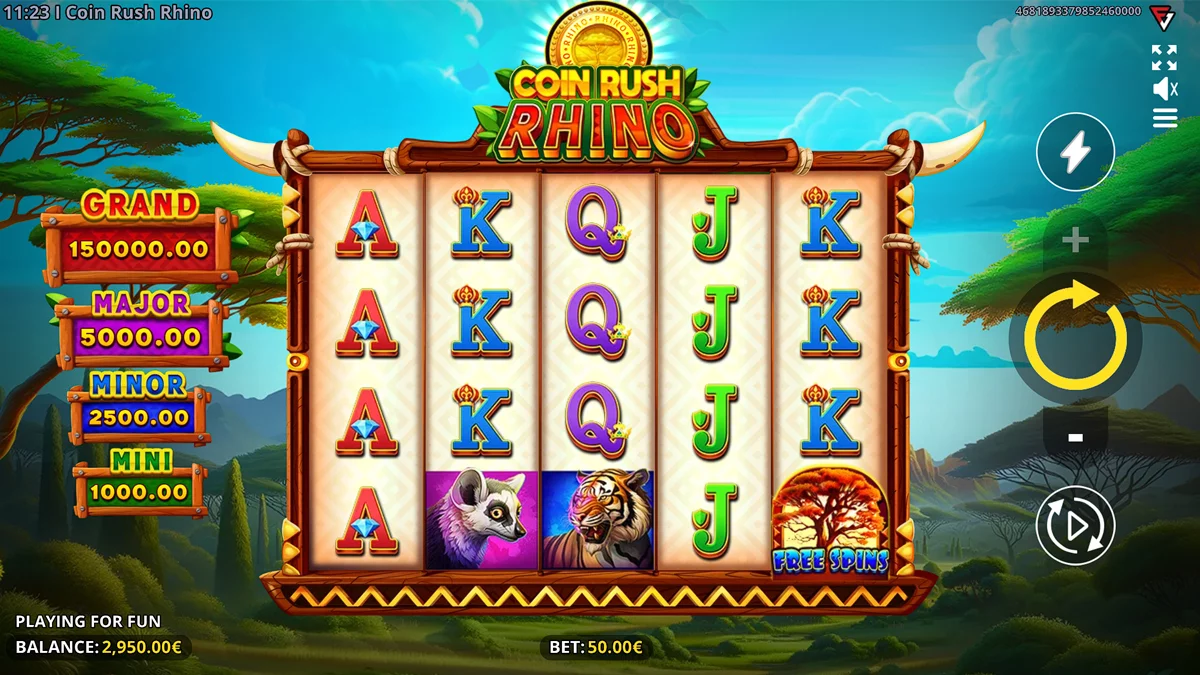 Coin Rush Rhino Running Wins Base Play