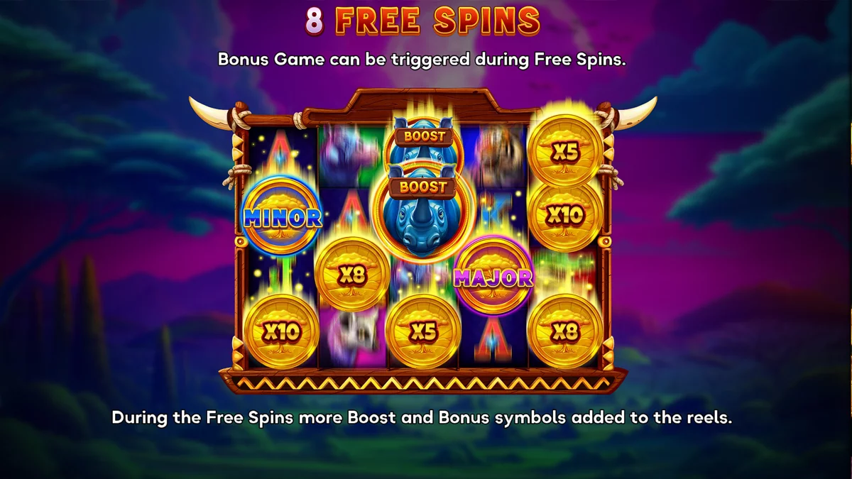 Coin Rush Rhino Running Wins Free Spins