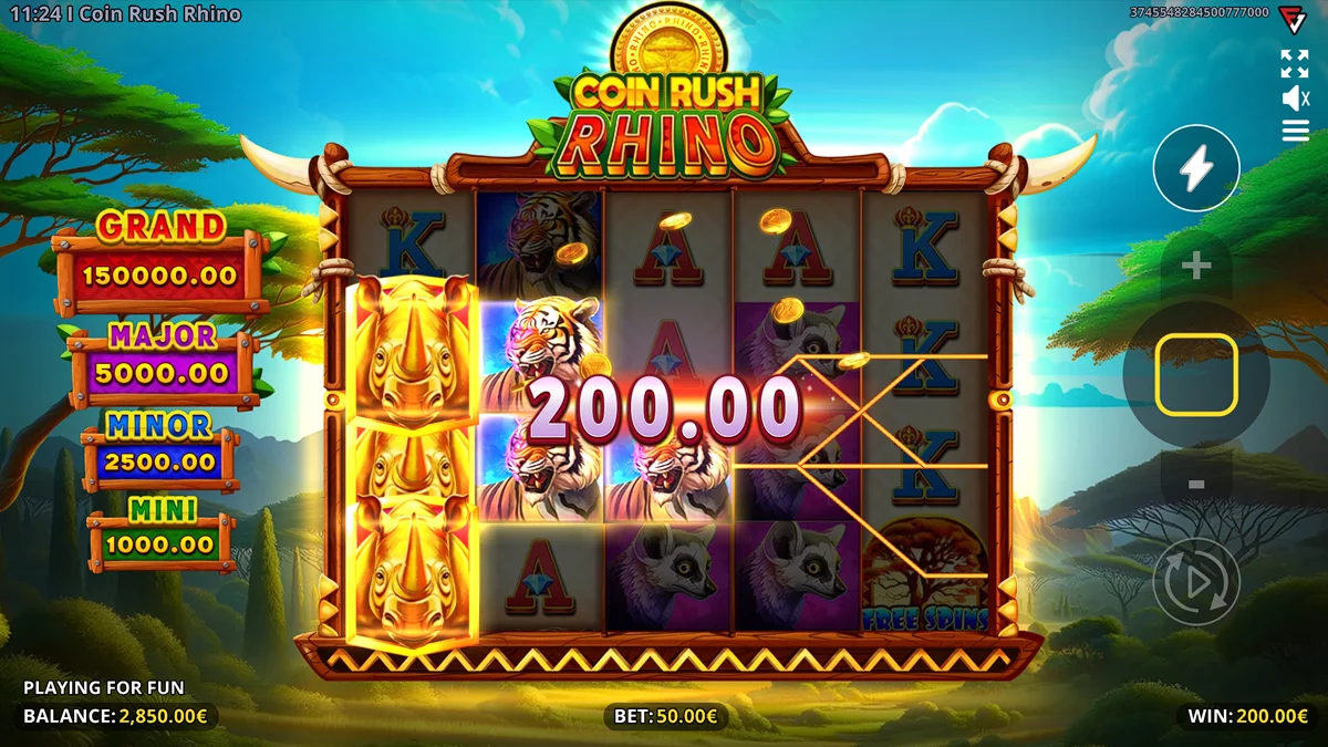 Coin Rush Rhino Running Wins Win