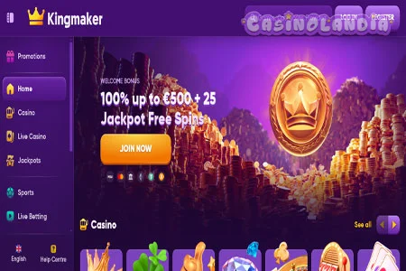 Kingmaker Casino Desktop View