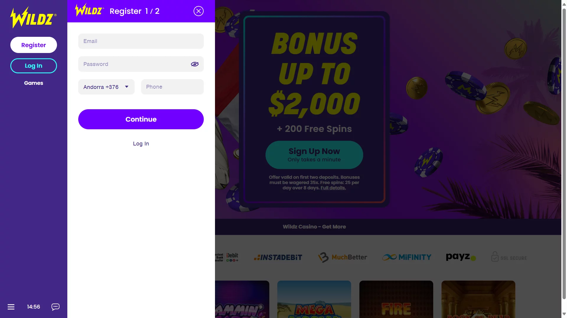 Wildz Casino Registration