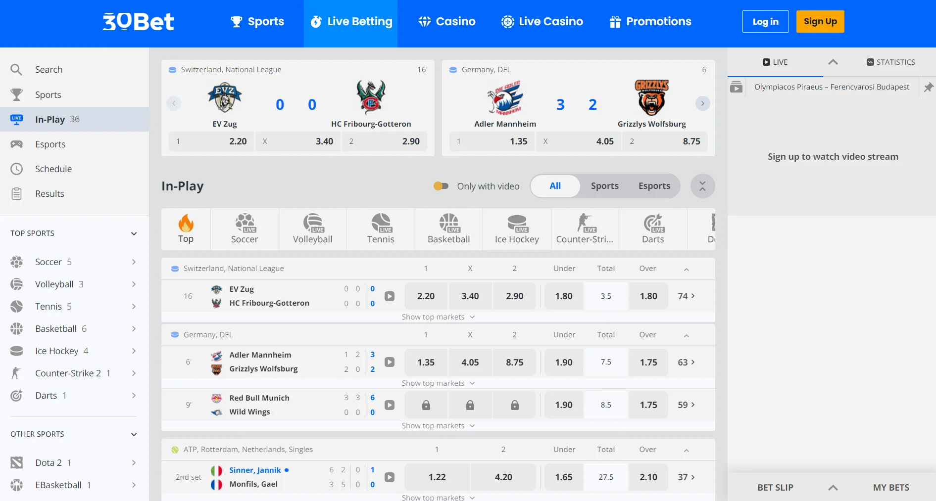 30Bet Casino Live Betting