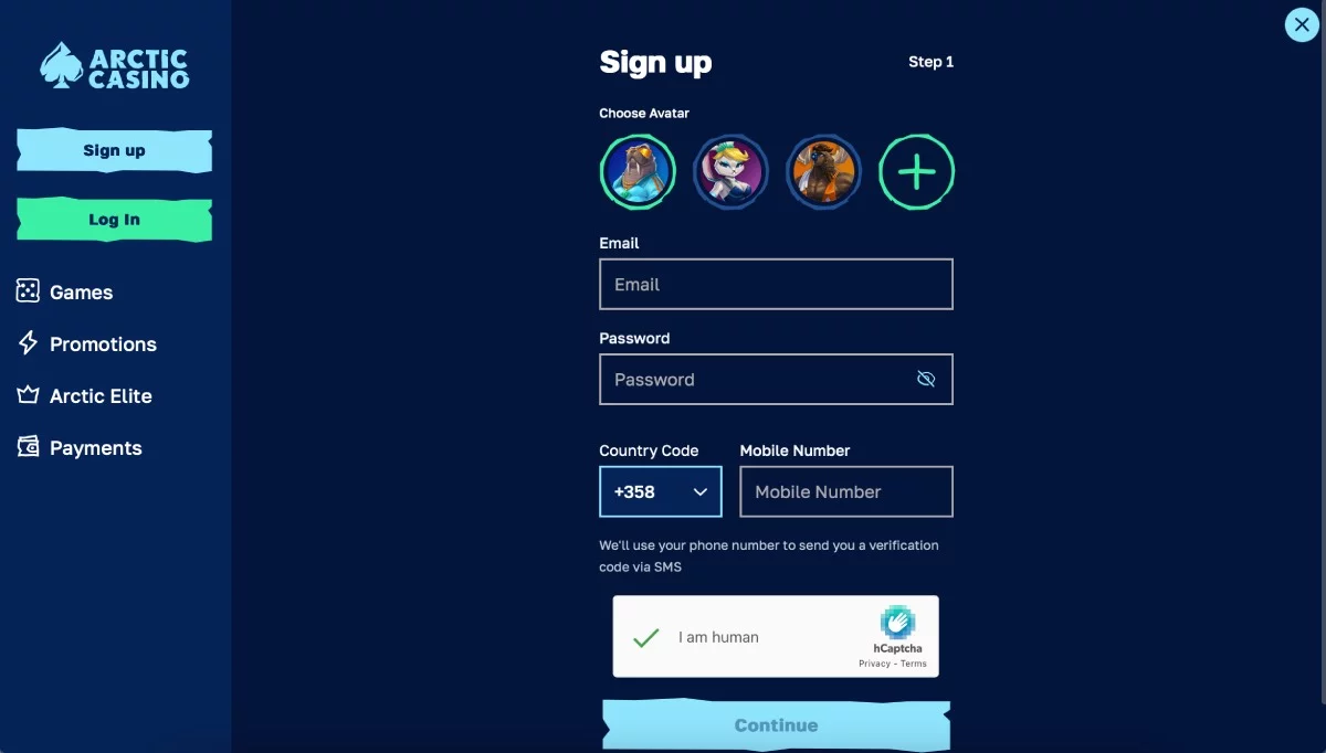 Arctic Casino Register