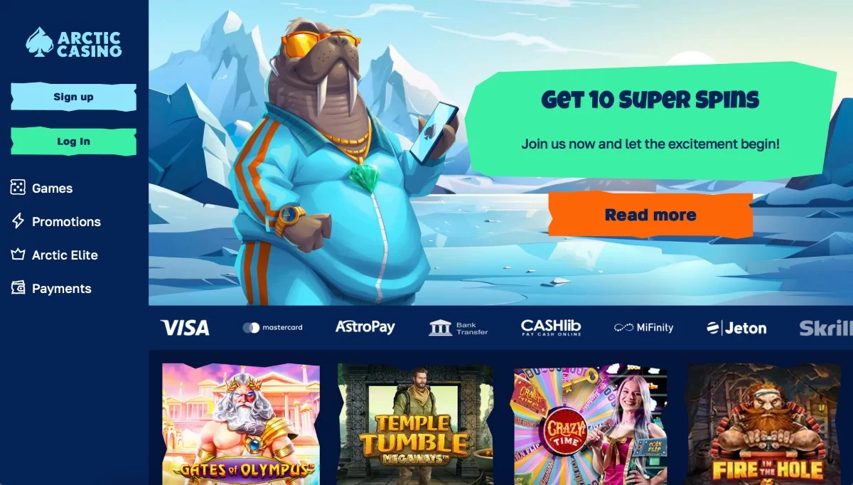 Arctic Casino Homepage