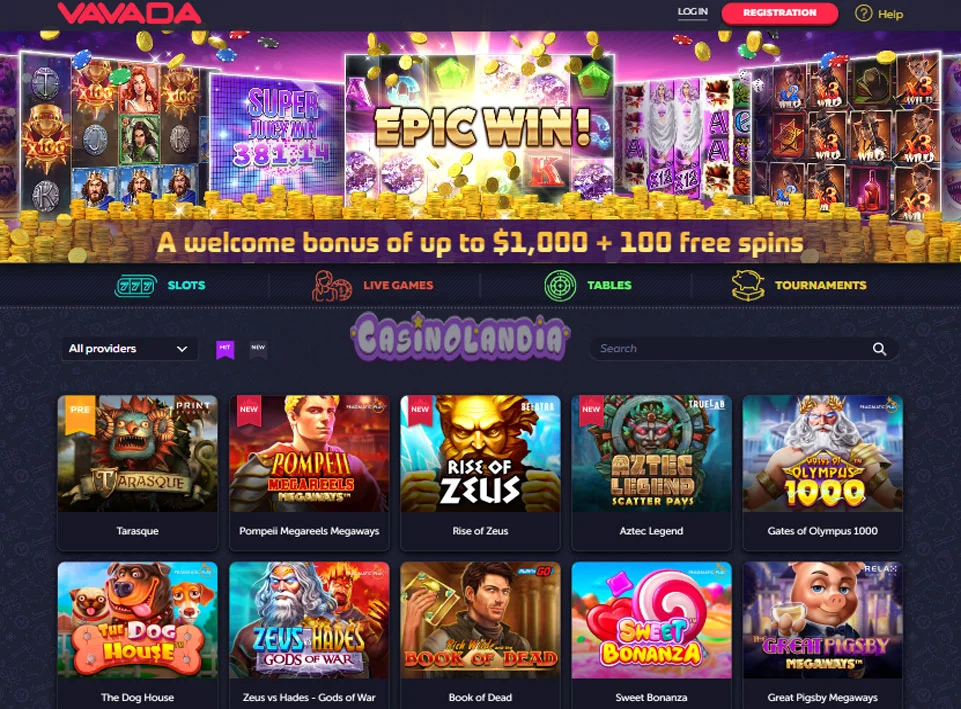 VAVADA Casino Horizontal View