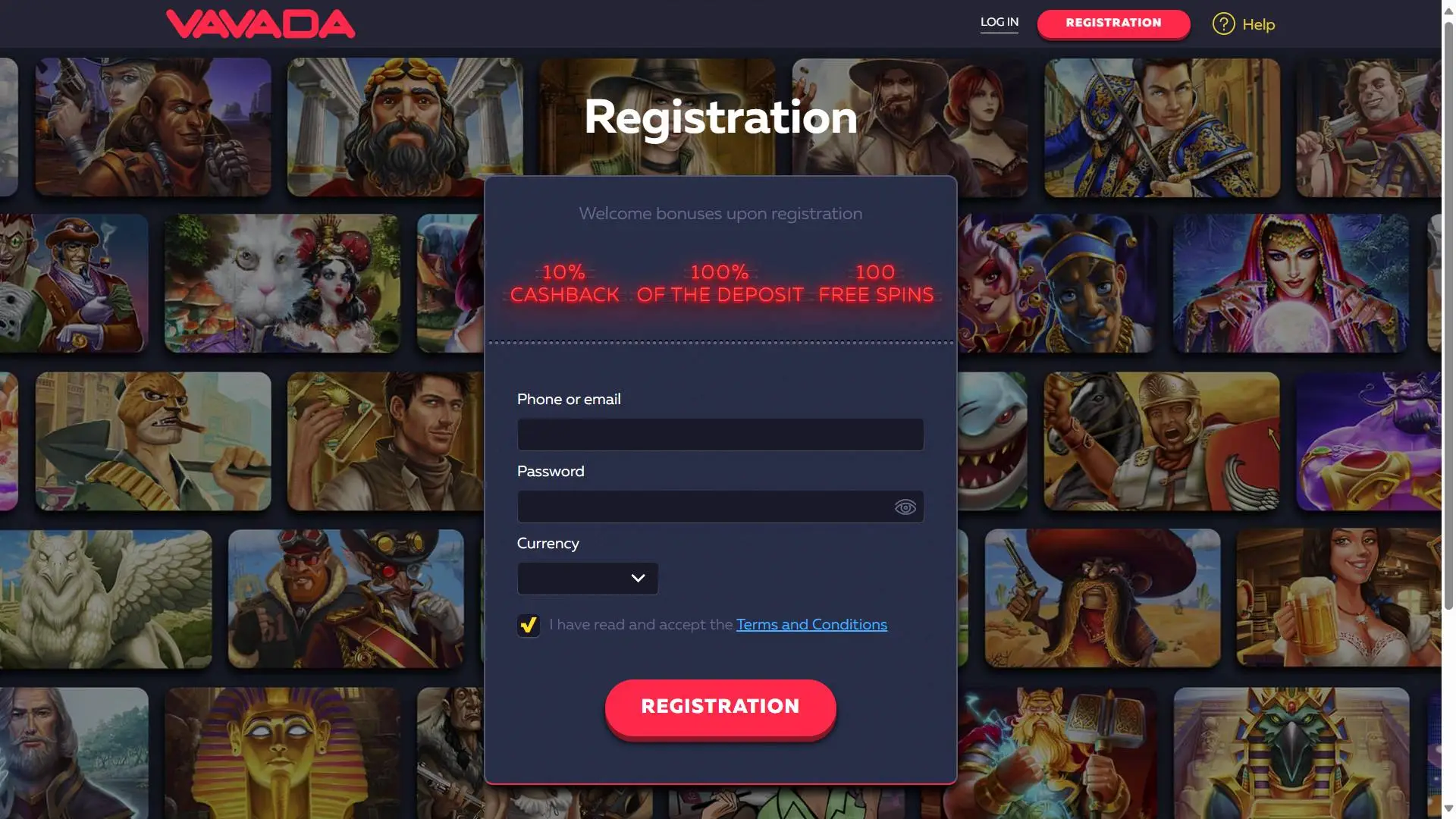 VAVADA Casino Registration