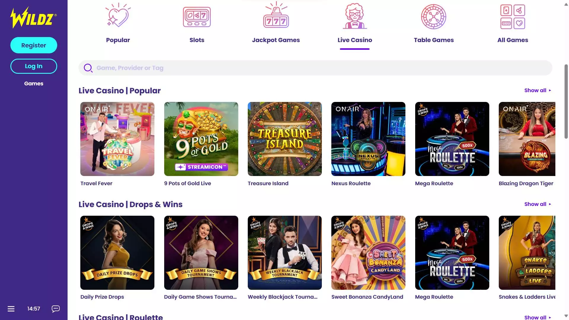 Wildz Casino Live Casino