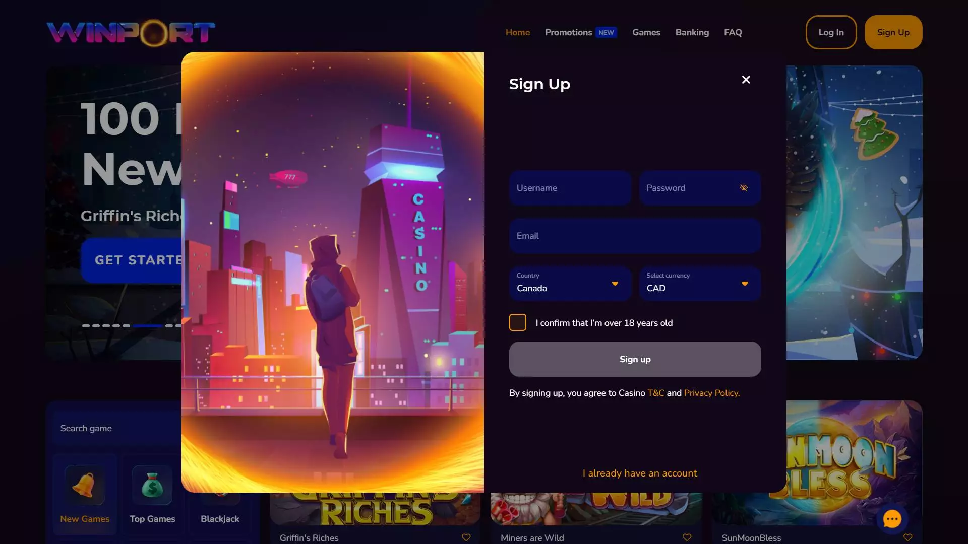 WinPort Casino Sign Up