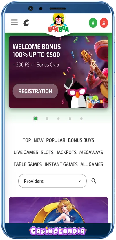 BoaBoa Casino Mobile View