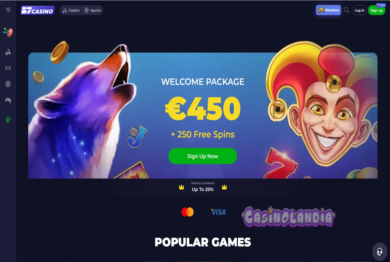 B7 Casino Desktop View