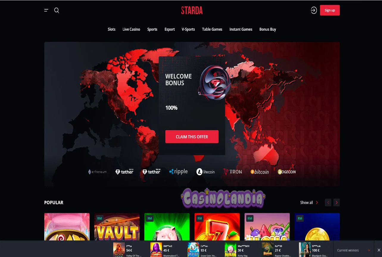 Starda Casino Desktop View