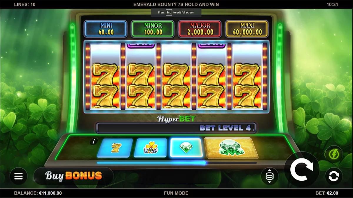 Emerald Bounty 7s Hold and Win Base