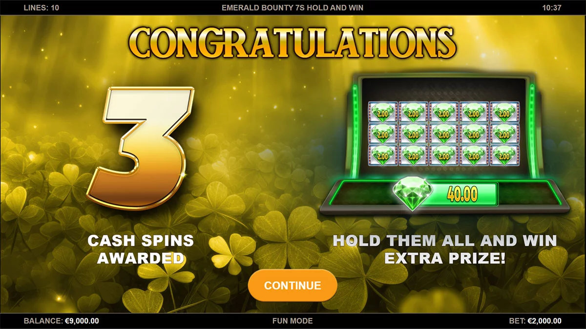 Emerald Bounty 7s Hold and Win Bonus Buy