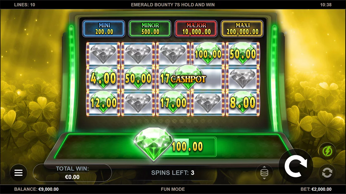 Emerald Bounty 7s Hold and Win Bonus Round