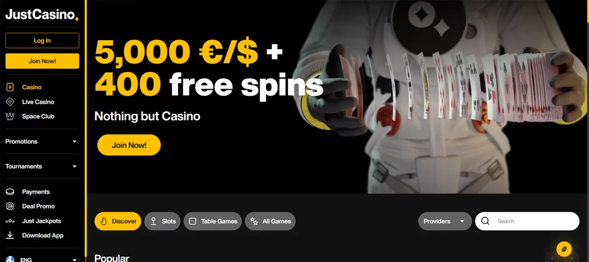 Just Casino Homepage